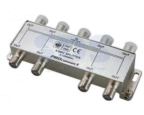 ДЕЛИТЕЛЬ ТВ х 8 под F разъём 5-1000 МГц PROCONNECT