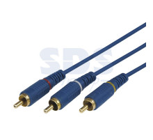 Шнур 3х3 RCA 1.5М синий gold REXANT