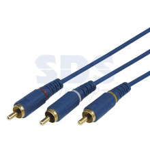 Шнур 3х3 RCA 1.5М синий gold REXANT