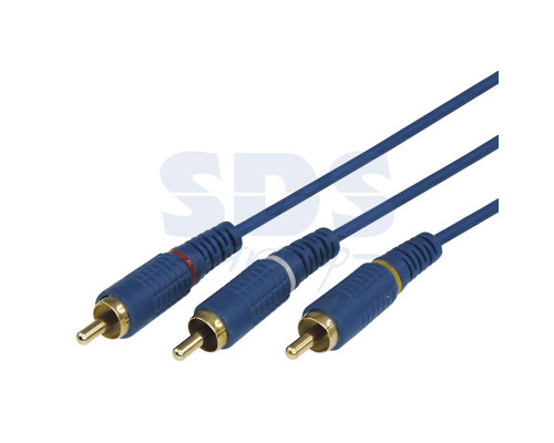 Шнур 3х3 RCA 1.5М синий gold REXANT