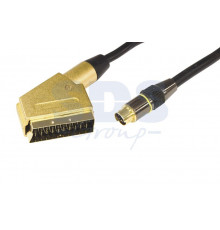 Шнур SVHS Plug - SCART Plug 3М (GOLD) металл REXANT