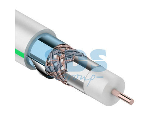 Кабель RG-6U+CU, (75%), 75 Ом, 100м., белый, (тройной экран), 