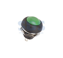 Выключатель-кнопка 250V 1А (2с) (ON)-OFF Б/Фикс зеленая Micro (PBS-33В)