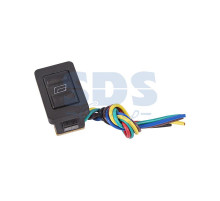 Выключатель (стеклоподъемника) клавишный 12V 20А (6с) (ON)-OFF-(ON) черный с подсветкой и проводом (ASW-21D)