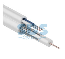 Кабель для видеонаблюдения ККСВ-В + 2х0.5мм., 100м., белый REXANT