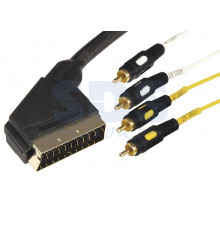 Шнур SCART Plug - 4RCA Plug 1.5М (GOLD) REXANT