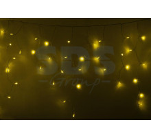 Гирлянда Айсикл (бахрома) светодиодный, 4,8 х 0,6 м, прозрачный провод, 220В, диоды желтые, NEON-NIGHT