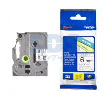 TZE111 ЛЕНТА 6MM ЧЕРНЫЙ НА ПРОЗРАЧНОМ