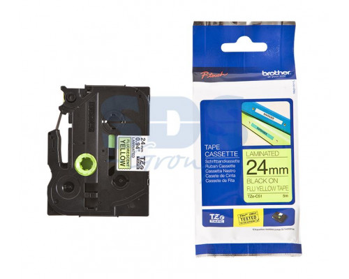 TZEC51 ЛЕНТА 24MM ЧЕРНЫЙ НА ЖЕЛТОМ ФЛЮОР