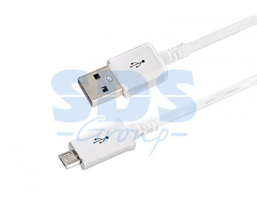 USB кабель microUSB длиный штекер 1М белый