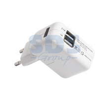 Сетевое зарядное устройство 2xUSB, переходник+адаптер (СЗУ) (5V, 2 100mA+1000mA) REXANT