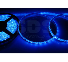 LED лента герметичная, силикон, IP65, SMD 3528, 60 диодов/метр, 12V, цвет синий,5 метров в блистере, с блоком питания 24Вт.