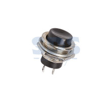 Выключатель-кнопка маталл 220V 2А (2с) (ON)-OFF Ø16.2 черная (RWD-306)