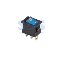 Выключатель клавишный 12V 15А (3с) ON-OFF синий с подсветкой Mini (RWB-206-1, SC-768)