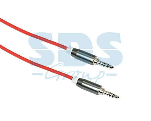 Аудио кабель AUX 3.5 мм шнур силикон 1M красный