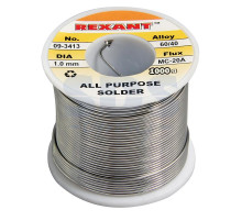 Припой с канифолью 1000 гр.d=1.0 мм (Sn60 Pb40 Flux 2.2%) REXANT