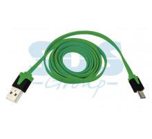 USB кабель универсальный microUSB шнур плоский 1М зеленый