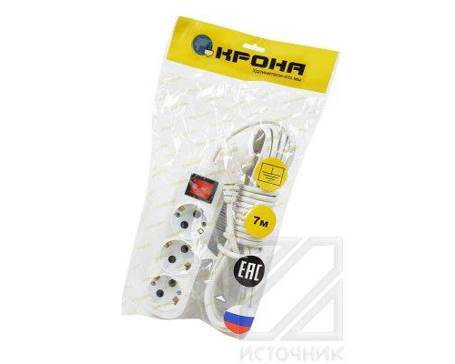 КРОНА КБ335007-Б РС-3/зем+выкл (У16-001УХЛ4) 7м (ПВС 3х0,75)  BL1