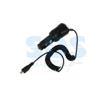Автозарядка в прикуриватель microUSB (АЗУ) шнур спираль черная блистер