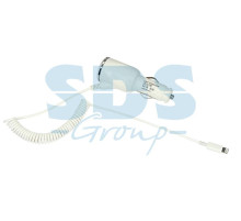 Автозарядка в прикуриватель для iPhone5/5S (АЗУ) шнур спираль белая блистер