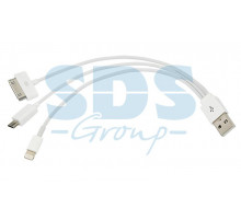 USB кабель 3 в 1 micro USB/iPhone 4/iPhone 5 шнур slim 1M белый