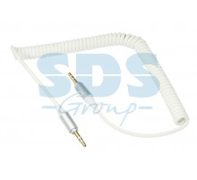 Аудио кабель AUX 3.5 мм шнур спираль 1M белый