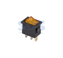 Выключатель клавишный 12V 15А (3с) ON-OFF желтый с подсветкой Mini (RWB-206-1, SC-768)