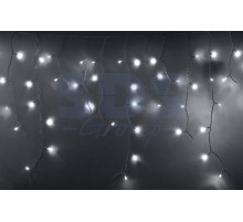 Гирлянда Айсикл (бахрома) светодиодный, 2,4 х 0,6 м, белый провод, 220В, диоды белые, NEON-NIGHT