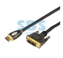Шнур Luxury HDMI - DVI-D gold 5М шелк золото 24к с фильтрами (блистер) REXANT