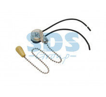 Выключатель для настенного светильника c проводом и деревянным наконечником, silver REXANT