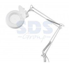 Лупа на струбцине круглая настольная 5Х с подсветкой с крышкой, белая REXANT