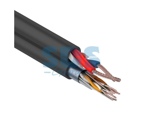 Мульти-кабель FTP 4PR 24AWG CAT5e + 2х0.75мм²., 200м., черный, OUTDOOR REXANT