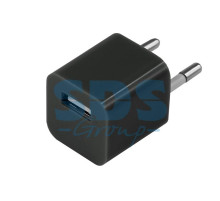 Сетевое зарядное устройство квадрат USB (СЗУ) (1 000mA) черное