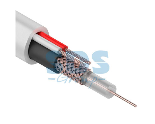 Кабель для видеонаблюдения KBK-B-1,5 + 2x0,75мм², 200м., белый REXANT