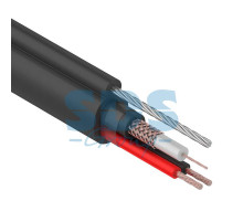 Кабель для видеонаблюдения КВК-П + 2х0,75мм² + ТРОС (7*0,4мм), 305м., черный, OUTDOOR REXANT