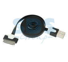 USB кабель для iPhone 4 slim шнур плоский 1М черный