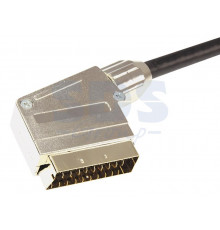 Шнур SCART Plug - SCART Plug 21pin 5М (GOLD) металл REXANT