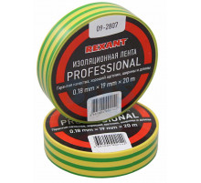 Изолента профессиональная 0.18 х 19 мм х 20м желто-зеленая REXANT
