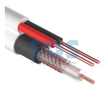 Кабель для видеонаблюдения ККСВг-В + 2х0.5мм., 100м., белый REXANT