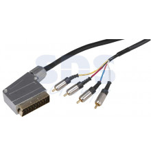 Шнур SCART Plug - 4RCA Plug 3М (GOLD) металл REXANT