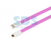 USB кабель microUSB, плоский силиконовый шнур, розовый REXANT