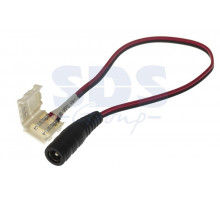 Коннектор питания с джеком для одноцветных светодиодных лент без влагозащиты, шириной 10 мм.