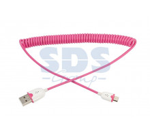 USB кабель универсальный microUSB шнур витой 1,5М розовый REXANT