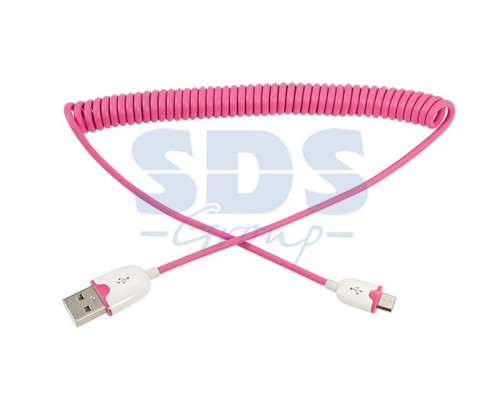 USB кабель универсальный microUSB шнур витой 1,5М розовый REXANT