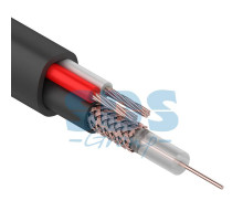 Кабель для видеонаблюдения KBK-П-1,5 + 2x0,50мм², 200м., черный OUTDOOR REXANT