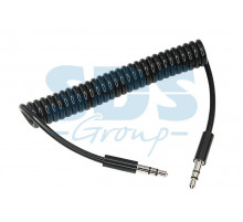Аудио кабель AUX 3.5 мм шнур спираль 1M черный