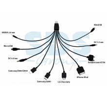 USB кабель 10 в 1 microUSB/miniUSB/30 pin/LG Chocolate/Samsung/SonyEricsson/DC 3.5/DC 4.0/Nokia