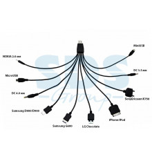 USB кабель 10 в 1 microUSB/miniUSB/30 pin/LG Chocolate/Samsung/SonyEricsson/DC 3.5/DC 4.0/Nokia