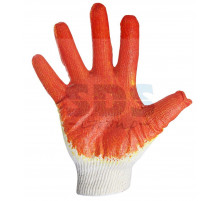 Перчатки ХБ с одинарным латексным покр., 5нитей, 40-42гр., 10 класс вязки, красного цвета