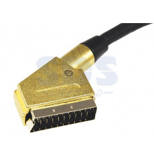 Шнур SCART Plug - SCART Plug 21pin 3М (gold-gold) металл REXANT